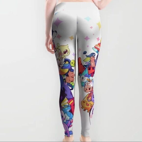 Society 6 Undertake heart leggings white with printed characters size Medium - Picture 2 of 10